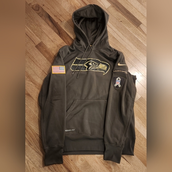 Nike on field salute to service Seattle Seahawks hoodie mens large - Picture 1 of 3